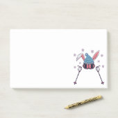 Faux yarn skiing rabbit winter humor post-it® notes (Op bureau)