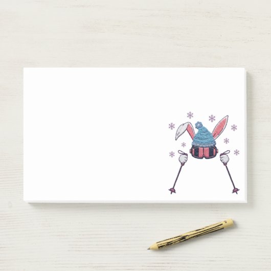 Faux yarn skiing rabbit winter humor post-it® notes (Op bureau)