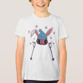 Faux yarn skiing rabbit winter humor Tri-Blend shirt (Voorkant)