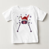 Faux yarn skiing rabbit with Santa hat winter humo (Voorkant)