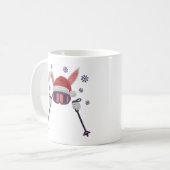 Faux yarn skiing rabbit with Santa hat winter humo Koffiemok (Voorkant links)