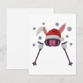 Faux yarn skiing rabbit with Santa hat winter humo Notitiekaartje (Voorkant / Achterkant)