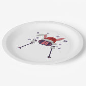 Faux yarn skiing rabbit with Santa hat winter humo Papieren Bordje (Gekanteld)