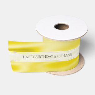 Faux Yellow Satin personaliseren "Happy Birthday" Satijnen Lint