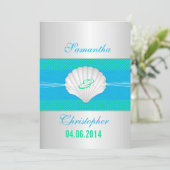 Faux Zee Shell - Beach bruiloft uitnodiging (Staand voorkant)