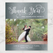 Faux zilver dank u aangepaste foto bruiloft gunst wijn etiket (Enkel label)