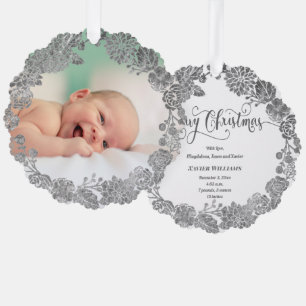 faux zilver folie krans nieuwe baby Merry Christma Ornament Kaart