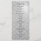 Faux zilver glitter bruiloft ceremonie programma programmakaart (Achterkant)