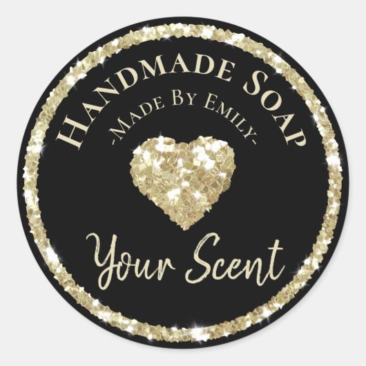 Faux Zilver Glitter Label Handgemaakte Zeep (Voorkant)
