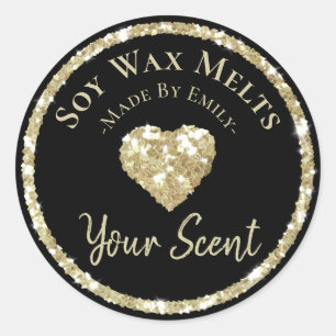 Faux Zilver Glitter Label Zelfgemaakte Soja Wax Sm