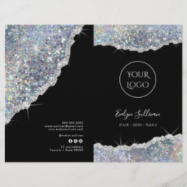 Faux zilver glitter service menu brochure