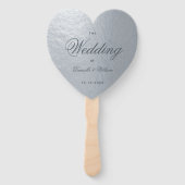 Faux Zilver Grijs Kalligrafie Hart Huwelijk Progra Handwaaier (Voorkant)