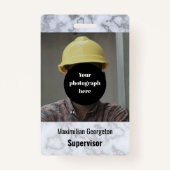 Faux Zilver Grijs Marmer ID Badge (Voorkant)