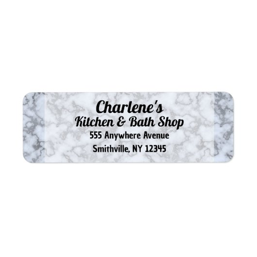 Faux zilver grijs marmer retour adres label (Voorkant)