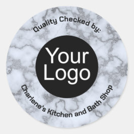 Faux Zilver Grijs Marmer Ronde Sticker