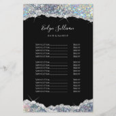 Faux zilver iriserende glitter prijslijst flyer (Voorkant)