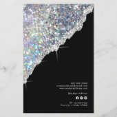 Faux zilver iriserende glitter prijslijst flyer (Achterkant)