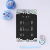 Faux zilver iriserende glitter prijslijst flyer (Enkel)
