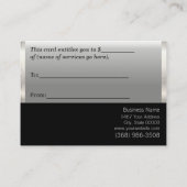 Faux Zilver Metallic Cadeaubon Kortingskaartje (Achterkant)