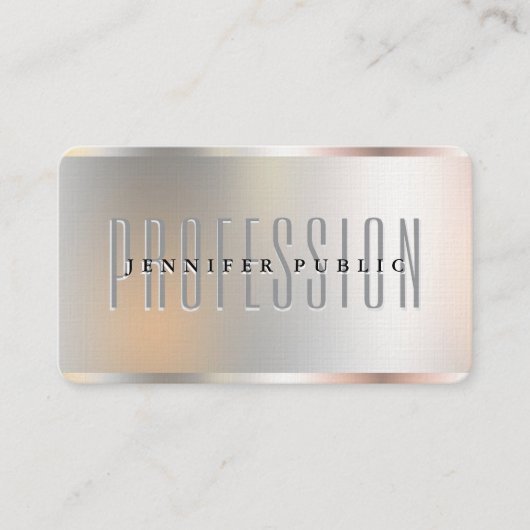 Faux Zilver Metallic Look Luxe Premium Linnen Visitekaartje (Voorkant)