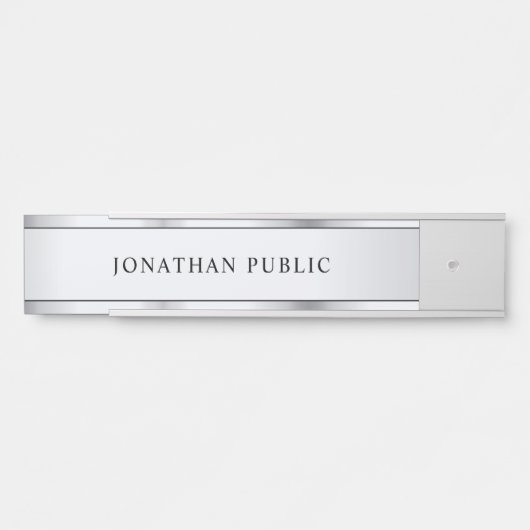 Faux zilver minimalistisch design modern elegant deurbordje (Voorkant)