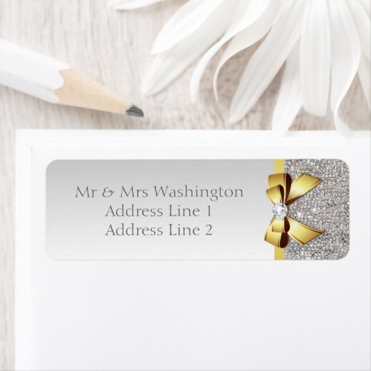 Faux Zilver Sequins Gouden Boog en Diamant Etiket (Insitu)