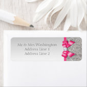 Faux Zilver Sequins Hot Pink Bow en Diamond Etiket (Insitu)