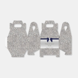 Faux Zilver Sequins Navy Bow Bedankdoosjes