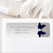 Faux Zilver Sequins Navy Bow en Diamond Etiket (Insitu)
