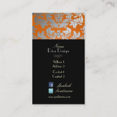 Faux zilveren barokke damast verbrand sinaasappel/ visitekaartje (Achterkant)