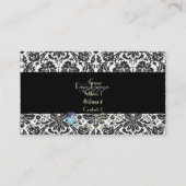 Faux zilveren barokke damast / zwart visitekaartje (Achterkant)