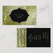 Faux zilveren barokke damast / zwart visitekaartje (Voorkant / Achterkant)