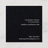 Faux Zilveren bladeren Landschapsontwerper Zwart Vierkante Visitekaartje (Achterkant)