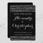 Faux Zilveren Folie Bewaar de datum Elegante bruil Save The Date (Voorkant / Achterkant)