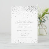 Faux Zilveren Folie Confetti Stippen Bruiloft Save The Date (Staand voorkant)