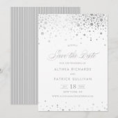 Faux Zilveren Folie Confetti Stippen Bruiloft Save The Date (Voorkant / Achterkant)