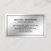 Faux Zilveren Folie Moderne Drone Fotografie Visitekaartje (Achterkant)