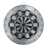 Faux zilveren folie zwart marmer faux metallic dartbord (Voorkant)