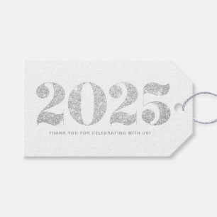 Faux Zilveren Glitter 2024 Typografie Gelukkig Nie Cadeaulabel