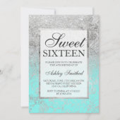 Faux zilveren glitter blauwgroen floral chic Sweet Kaart (Voorkant)