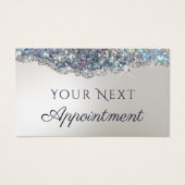 Faux zilveren glitter folie afspraak kaart (Voorkant)