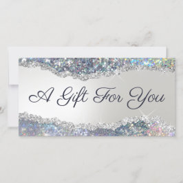 Faux zilveren glitter folie cadeaubon
