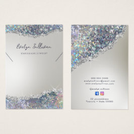 Faux zilveren glitter folie ketting display kaart