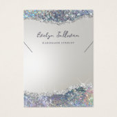 Faux zilveren glitter folie ketting display kaart (Voorkant)