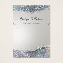 Faux zilveren glitter folie ketting display kaart