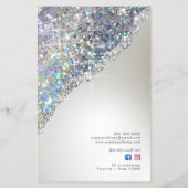 Faux zilveren glitter folie prijslijst flyer (Achterkant)