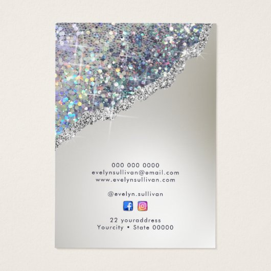 Faux zilveren glitter folie sieraden display kaart (Achterkant)