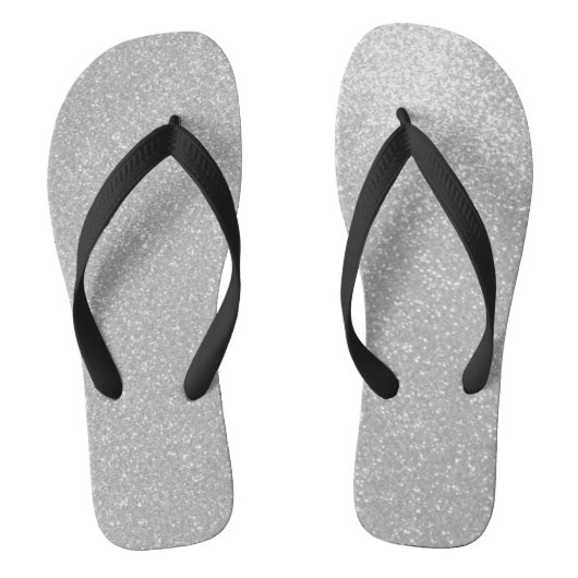 Faux zilveren glitter print afbeelding strand teen teenslippers (Voetbed)