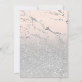 Faux zilveren glitter roze marmer elegant Sweet 16 Kaart (Achterkant)
