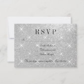 Faux zilveren glitter RSVP trouwreactiekaarten (Voorkant)